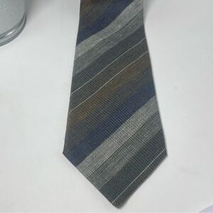 Ermenegildo Zegna Silk Blend Diagonal Striped Tie Blue, Gray, Brown, Tan